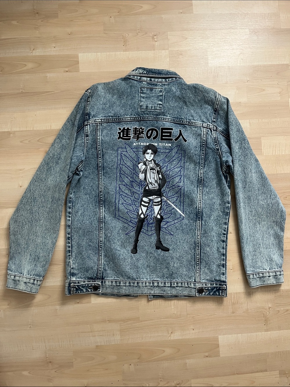 Attack on Titan Graphic Denim Jacket - Blue Wash